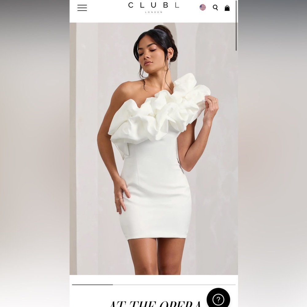 Club London white satin Ruffled mini dress Size 2